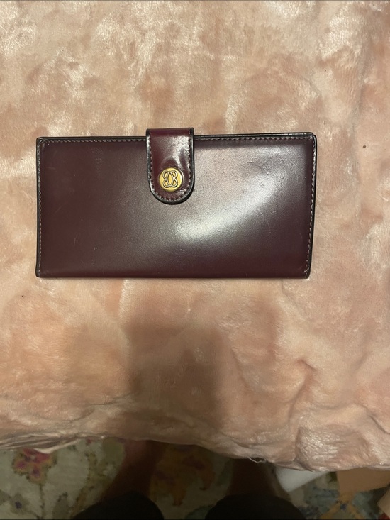 Bosca Handbags - Bosca Burgundy Leather Long Wallet with Gold Accent